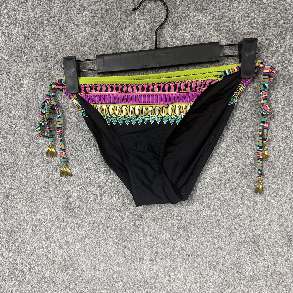 Trina Turk Bikini Bottom 8 Multicolor Tassel Side Tie Boho Festival Swimwear